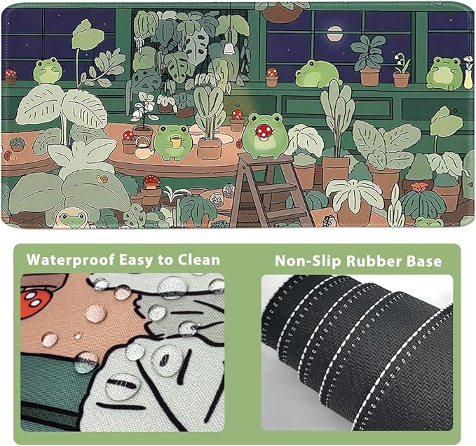 Cute Frog Large Mouse Pad Set, Kawaii Extended Mouse Pad Set Desk Pad Easy Typing for Typing Office Game 31.5 x11.8 in - Kawaii Frog