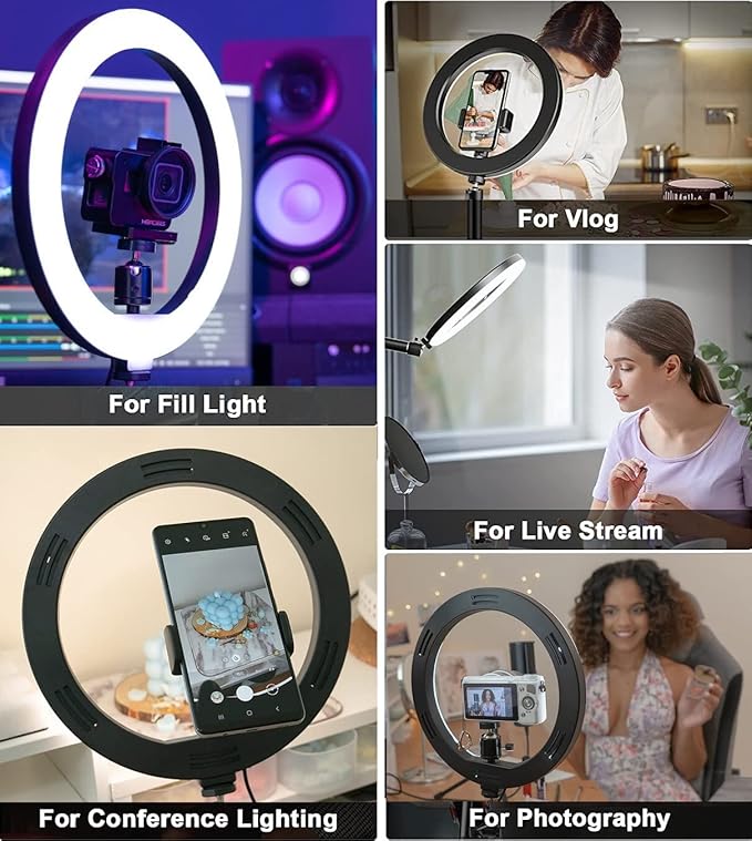 Webcam Light, Ring Light for Logitech Webcam C920,C922x,C930e,Brio 4K,C925e,MX Brio 4K,StreamCam,Brio 500,C615 1/4'' Screw Hole- 10'' Light (Without Tripod and Stand)