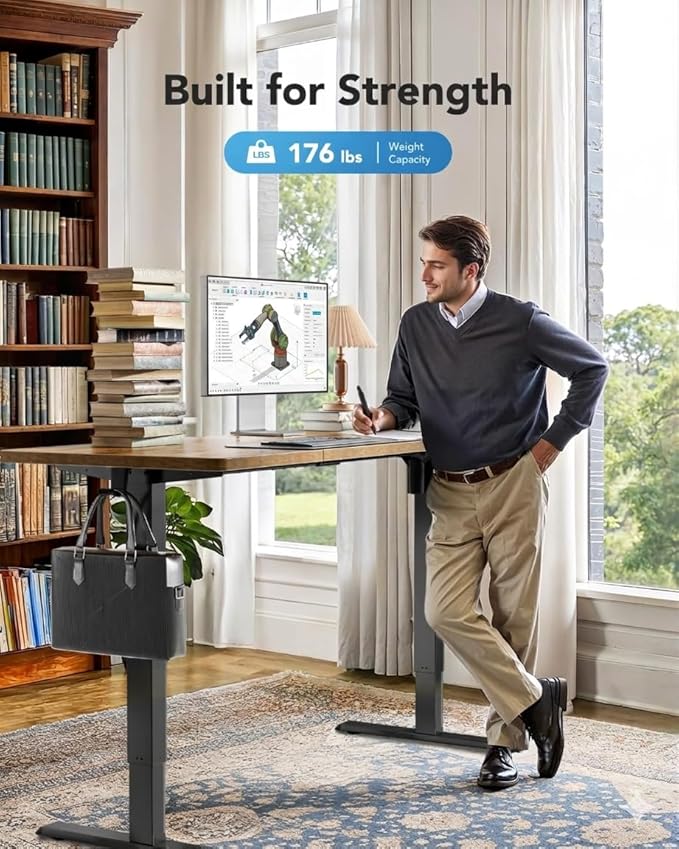 Marsail 63x24 Electric Standing Desk - Adjustable Height Computer Desk with Memory Presets, Storage Bag & Cable Management for Home Office & Gaming Workstations