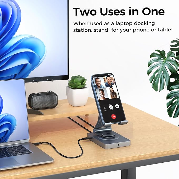 Versatile USB C Docking Station for iPad (USB-C), 11-in-1 with SD TF 4.0 Reader, 4K@60Hz HDMI, RJ45, Audio, USB A, USB c, Rotatable, Also for Tablet, Steam Deck, ROG Ally, Legion Go, with 65W Adapter