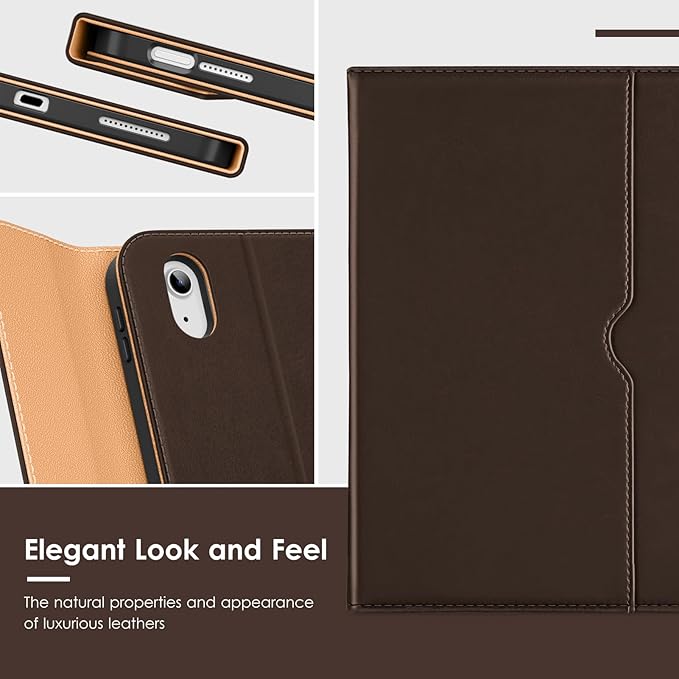 VIKESI Keyboard Case for iPad (A16,2025) 11th Generation/iPad 10th Generation Case (10.9" 2022),Premium Leather Smart Cover,Built-in Breathing Light,Function Row,Pencil Holder,Card Slots - Dark Brown