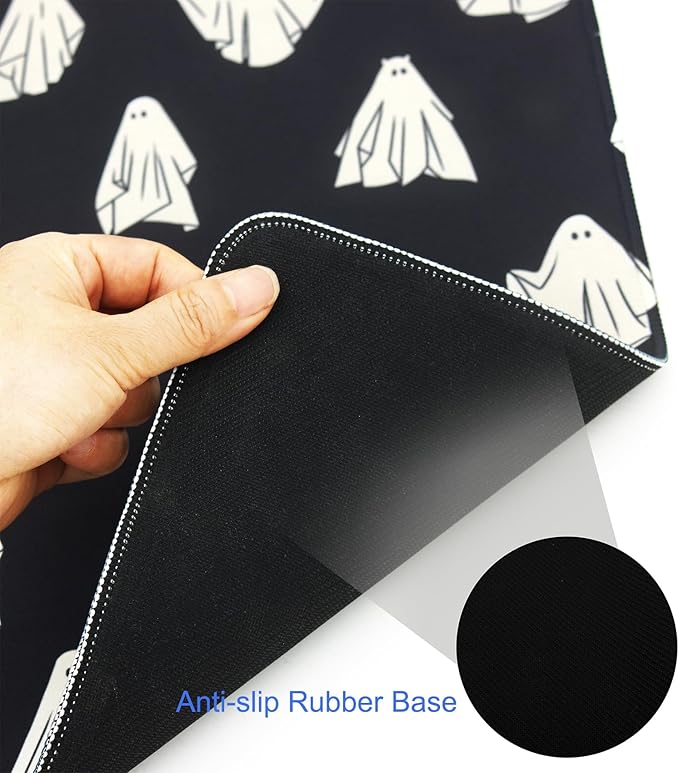 EOBTAIN Halloween Gaming Mouse Pad,Cute Ghost Large Desk Mat for Keyboard and Mouse,XXL Extended Computer Mat Non Slip Rubber Base,Waterproof Mousepad for Office,Desk Protector,31.5x15.7 Inch,Black