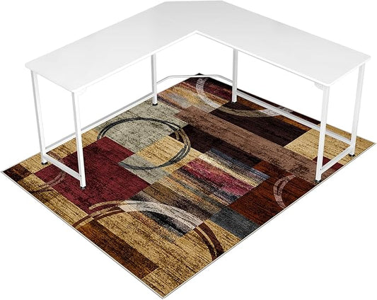 Office Chair Mat for Hardwood Floor&Tile Floor,48"X 60" Heavy Duty Desk Chair Mat for Hard Floors,Under Desk Rug for Rolling Computer Chair,Anti Slip,Low Pile Carpet Floor-Geo Multi