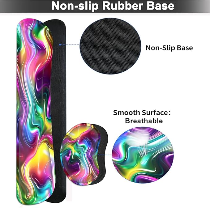 Large Mouse pad and Keyboard Support Set, Ergonomic Memory Foam Keyboard Wrist Rest, Extended Gaming Mouse Pad with Stitched Edges, Colored Gilt XXL Desk Mat (31.5 X 11.8 in)