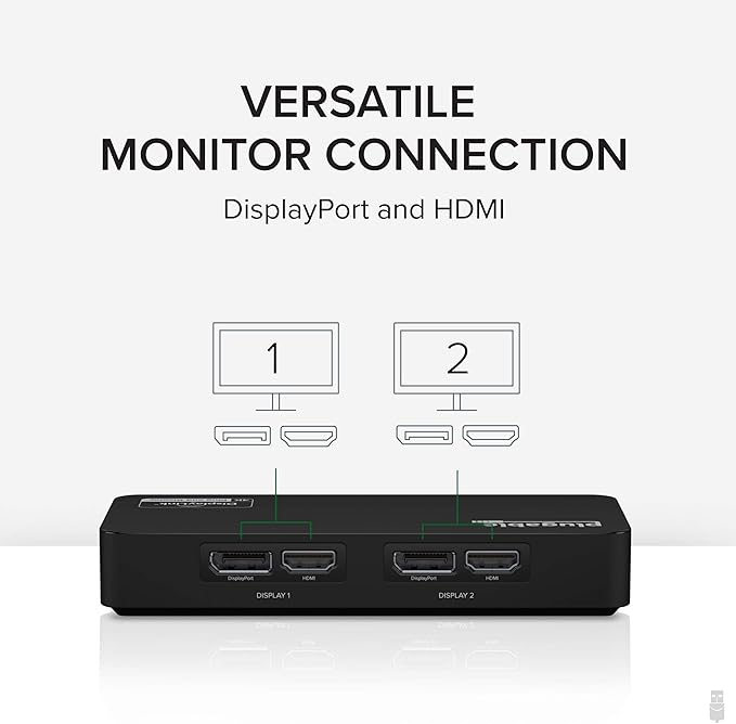 Plugable 4K DisplayPort and HDMI Dual Monitor Adapter for USB 3.0 and USB-C, Compatible with Windows