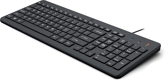 HP 150 Wired Keyboard - Full-Sized, Keyboard with Numeric Keypad - Silent-Touch Chiclet Keyboard - Ergonomic, Comfortable Design - USB Plug-and-Play Connectivity, LED Indicators (664R5AA, Black)