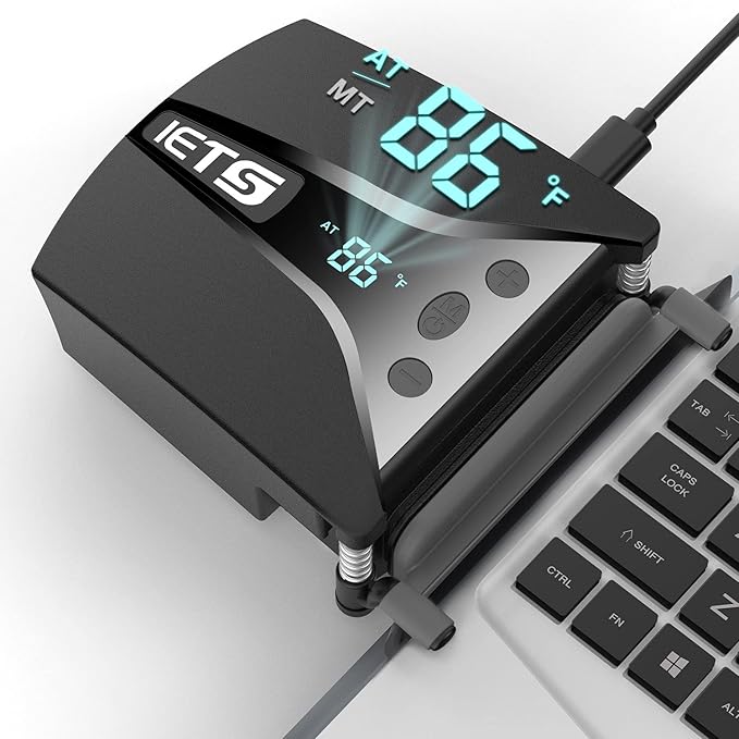 GT202UB vacuum laptop fan cooler With temperature display, intelligent temperature measurement cooling, 13 wind speed (2600-5000RPM turbo fan),Perfect for Rapid Cooling of gaming laptop