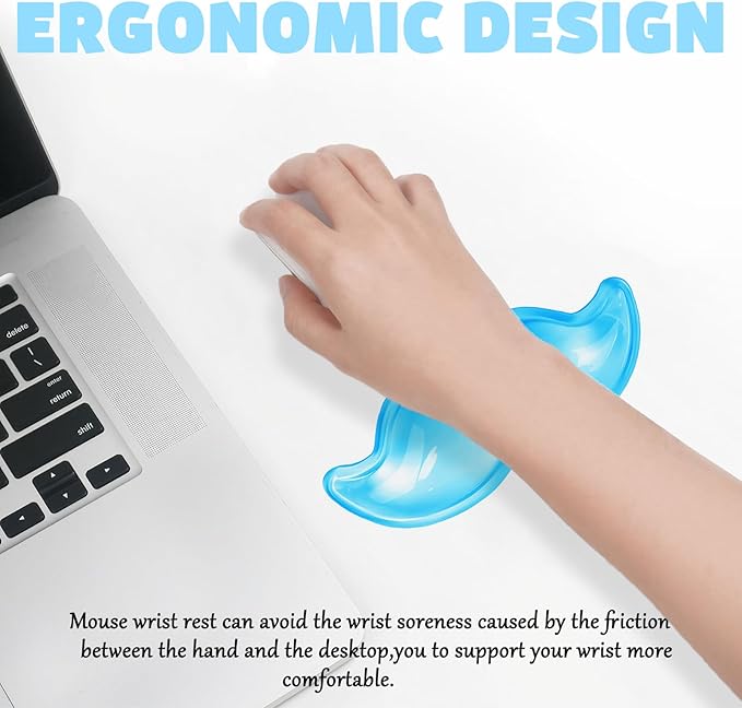 Gel Wrist Rest for Keyboard and Mouse Transparent Blue Mustache Elbow Pad Cushion Ergonomic Cute Clear Cool Mouse Wrist Pad Silicone Non-Slip Support for Computer Gaming Home Office Men Hand Pillow