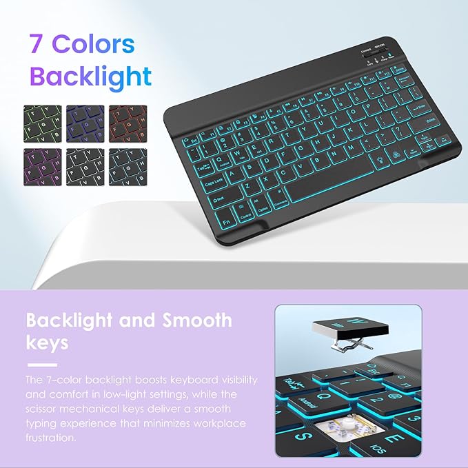 VIKESI Keyboard Case for iPad (A16,2025) 11th Generation/iPad 10th Generation Case (10.9" 2022),Premium Leather Smart Cover,Built-in Breathing Light,Function Row,Pencil Holder,Card Slots - Taro Purple