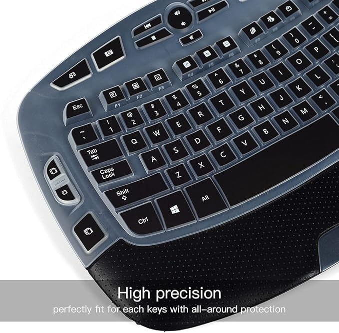 Keyboard Cover for Logitech K350 MK570 MK550 Keyboard Skin for Logitech K350 MK550 MK570 Wireless Wave Keyboard Cover Protective Skin Accessories, Black