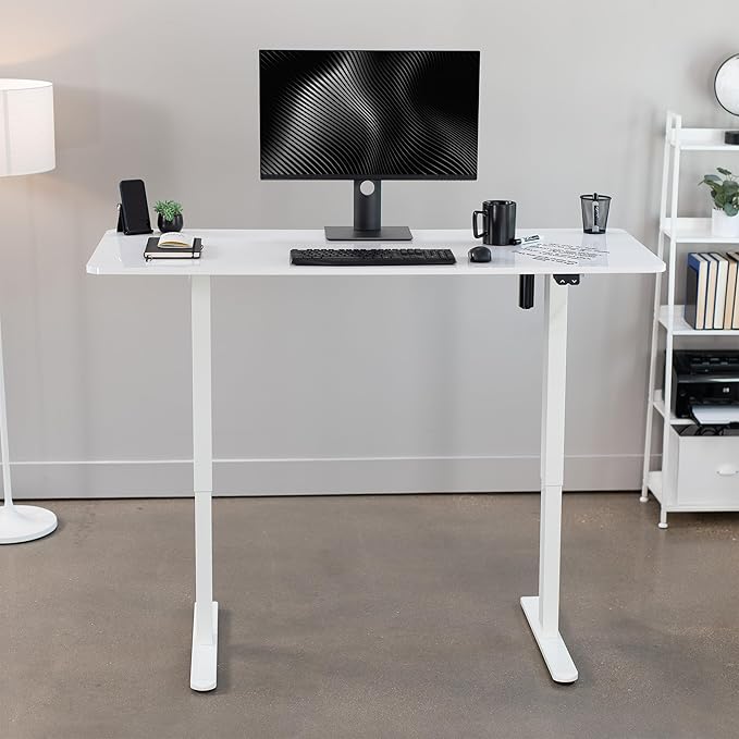 VIVO Electric 60 x 24 inch Stand Up Desk, Height Adjustable, White Dry Erase Top White Frame, Home and Office Furniture Sets, DESK-KIT-W06WE