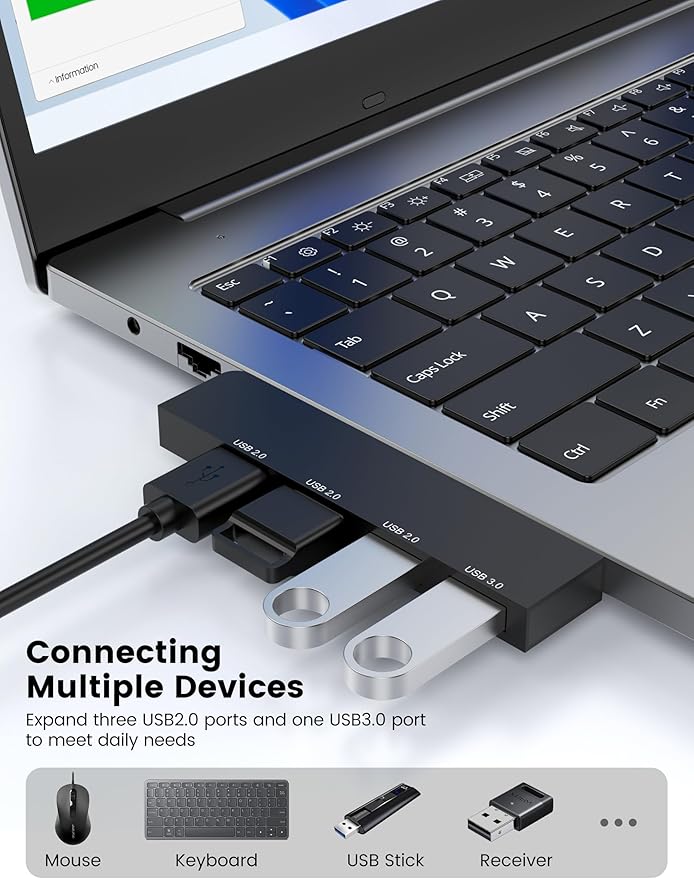USB Hub 2Pack, Fidioto 4 Port USB Hub(1 * 3.0 Hub, 3 * 2.0 Hub), Networking Hubs for Laptop, iMac Pro, MacBook Air, Mac mini/Pro, Surface Pro, Notebook PC, USB Flash Drives and Mobile HDD Etc.