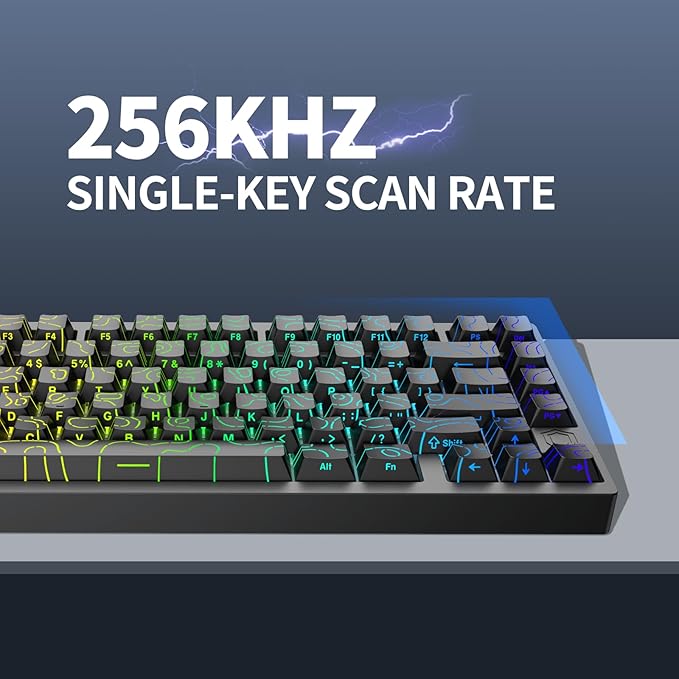 MG75PRO 81 Keys Wired Magnetic Switch Mechanical Keyboard, Hall Effect, 8KHZ/ARGB/CNC Aluminum, Gasket Structure Gaming Keyboard(Black)