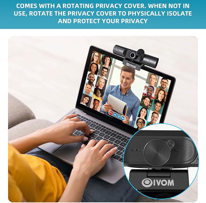 Webcam with Microphone and Speaker, 1080P Web Camera for Desktop Computer Laptop, USB Camera with Physical Privacy Cover,Plug and Play, Streaming Webcam, Wide Angle PC Cam (1080p mic Speaker)