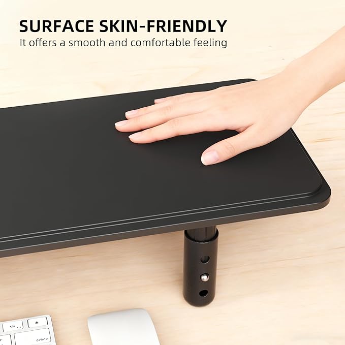 Dual Monitor Stand for Desk, Adjustable Height Wood Computer Riser, Ergonomic Monitor Shelf for Laptop, Printer, TV, Black - Large Storage Space, Sturdy Desk Organizer for Home & Office,Black
