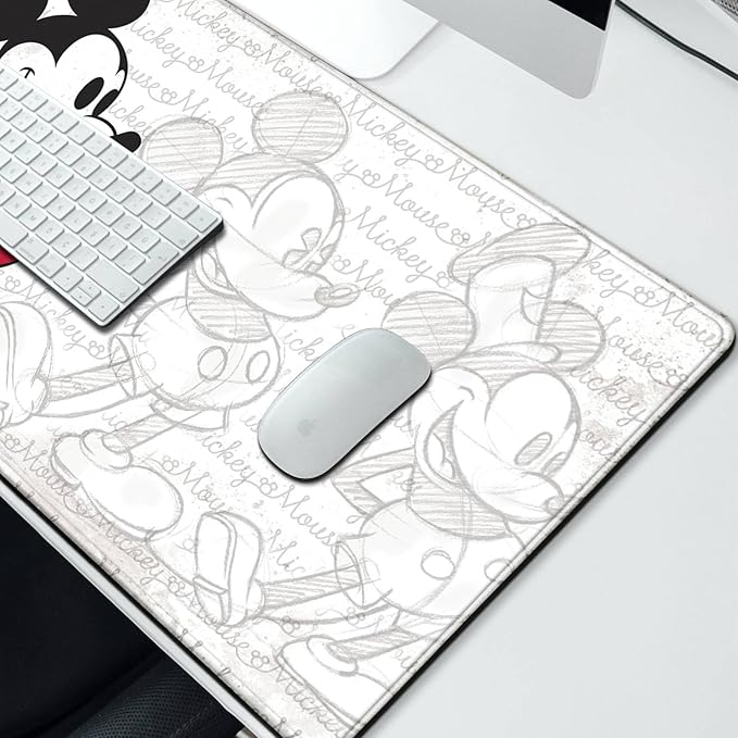 Mouse Pad Cute Sketch Design Stitched Edge Mousepad Non-Slip Rubber Desk Pad Funny Table Mat for Gaming and Gift(13.8 x 31.5 Inch)