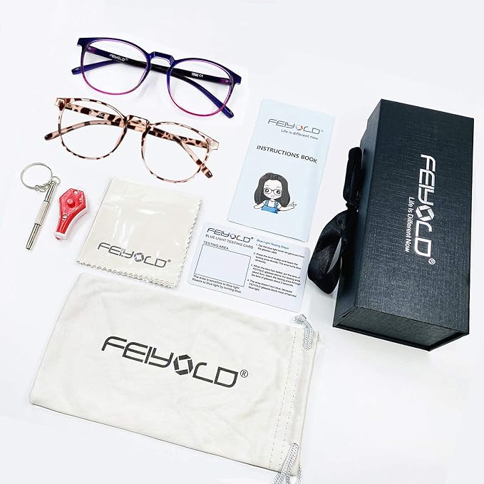 Blue Light Blocking Glasses Women/Men,Retro Round Anti Eyestrain Computer Gaming Glasses(2Pack)