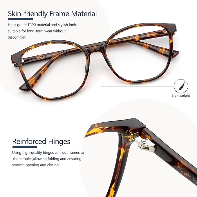 Women's Blue Light Blocking Glasses, TR90 Frame Computer Gaming Glasses Anti Eyestrain & UV Glare RF6208