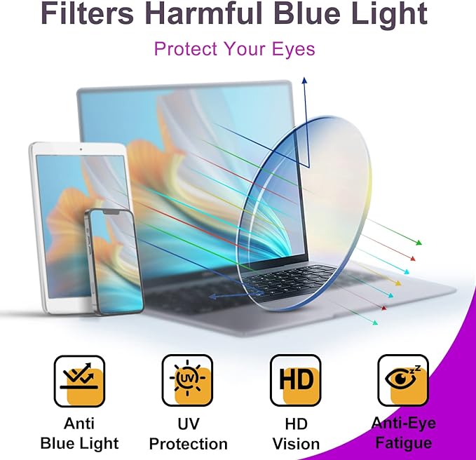 VISOONE Oversized Blue Light Blocking Glasses with Chic Square TR90 Frame and Metal Temple for Women Men REMY