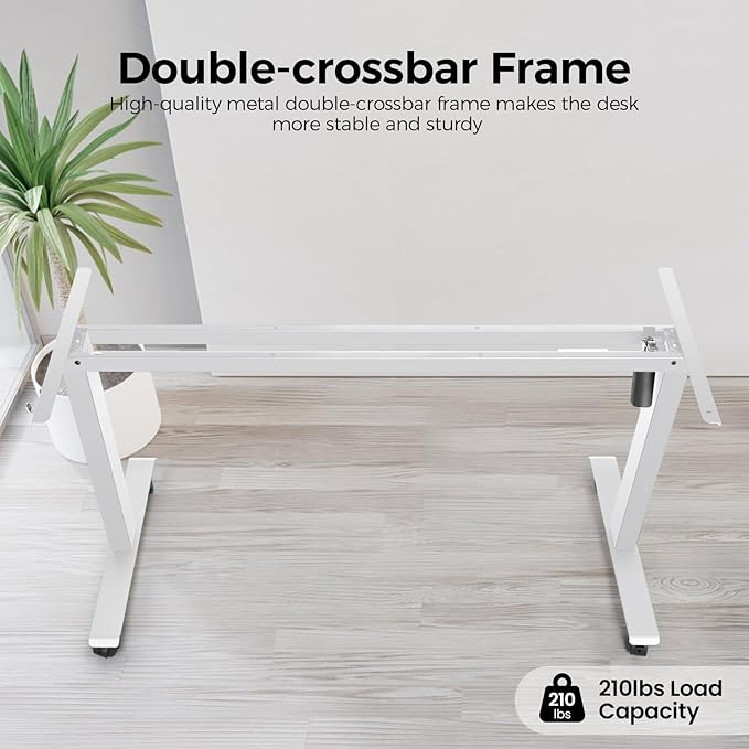 Electric Adjustable Standing Desk with Wheels, 63'' x 24''Sit Stand Desk with Dual Crossbeam Structure and Mouse Pad, 27''-46'' Lifting Range Stand up Desk(Oak)