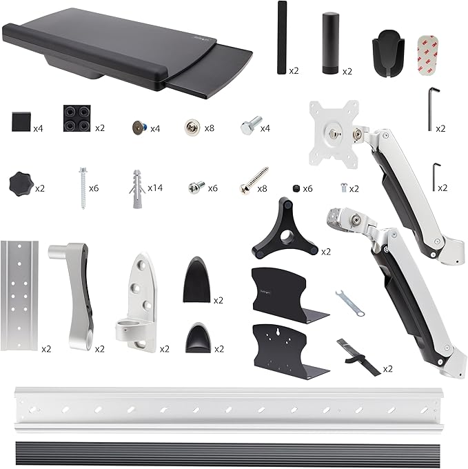 StarTech.com Wall Mount Workstation, VESA Mount for 32" Monitor (22lb/10kg), Fully Articulating Monitor Mount & Keyboard Tray, TAA