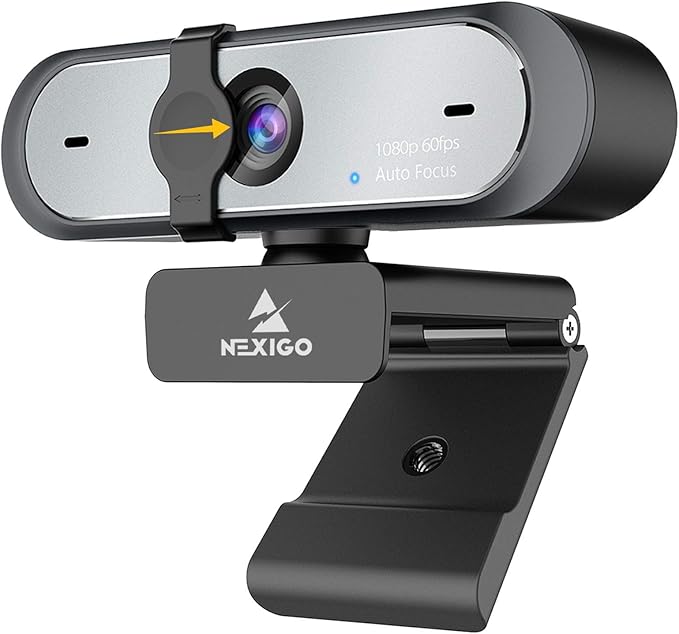 NexiGo N660P 1080P 60FPS Webcam with Software Control, Dual Microphone & Cover, Autofocus, HD USB Computer Web Camera, for OBS/Gaming/Zoom/Skype/FaceTime/Teams/Twitch (Renewed)
