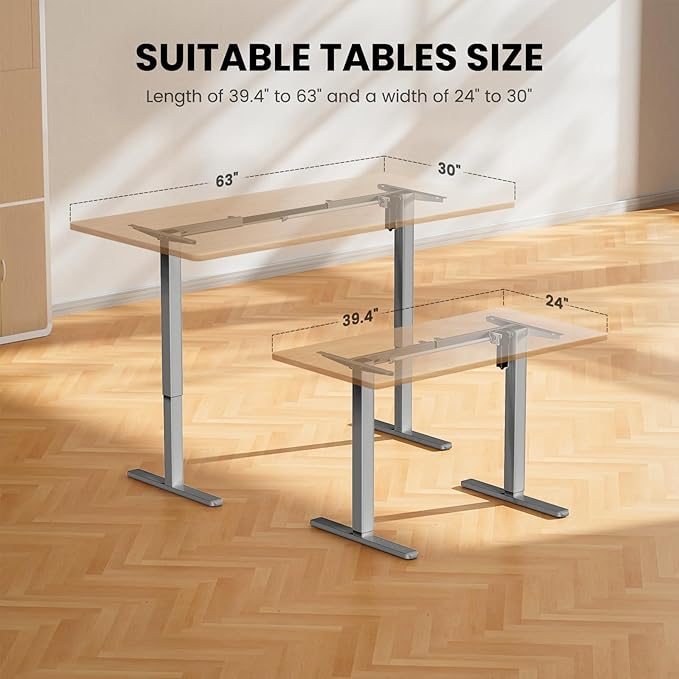 ErGear Electric Stand up Desk Frame,4 Memory Height Settings Height Adjustable Table Legs, Sit Stand Desk Frame Up to 47.2" , Ergonomic Standing Desk Base Workstation, Grey Frame Only