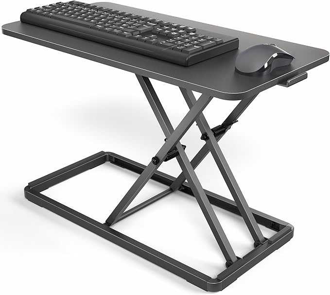 VIVO Single Top 24 inch Scissors Lift Keyboard and Mouse Riser, Height Adjustable Laptop Desk, For Ergonomic Sit Stand Workstations, Black, DESK-V024A