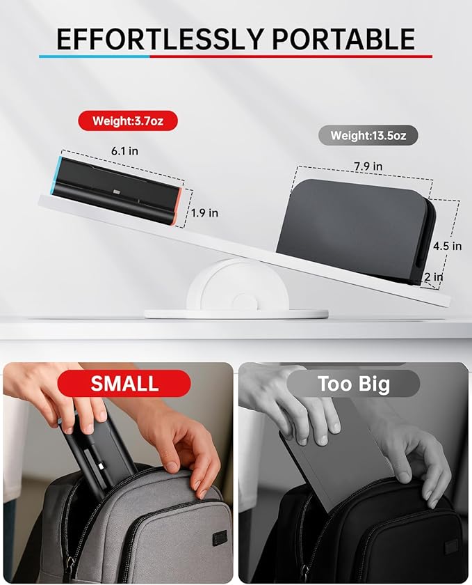 Switch 2 Dock with 60W Charger & HDMI Cable, 4K Portable Docking Station for Nintendo Switch2 Console, Travel TV Connector Stand Base, USB-C Charging Cable, AC Adapter Power Cord, Game Accessories Set