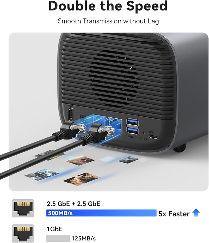 ORICO Network Attached Storage, Link Sharing & Remote Access, AI Albums & 4K Media Library, HDD Slot * 2, M.2 NVMe SSD Slot * 2, 2.5 GbE * 2, MetaBox NAS Storage, HS200-2 Bay (Diskless)