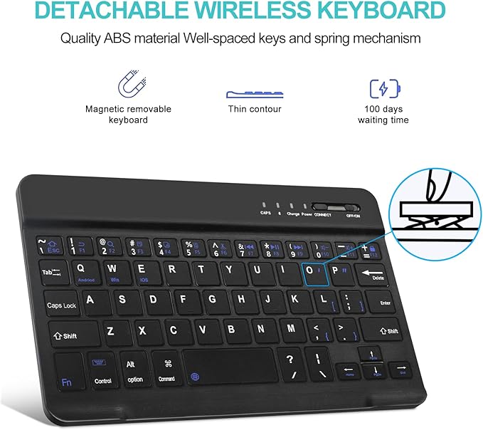 BORIYUAN iPad mini 7th (A17 Pro) Keyboard Case 2024, Detachable Wireless Bluetooth Keyboard Slim Folio Smart Cover with Pencil Holder for iPad mini 7th 2024/6th Generation 2021 8.3 inch - Green