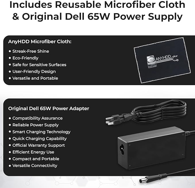 D3100 Dell Dock USB 3.0 Ultra HD/4K Triple Display - 1 Year Warranty with 65W Power Adapter + HDMI Cable + Display Port Cable + USB 3.0 Cable + Microfiber Cloth Included (Renewed)