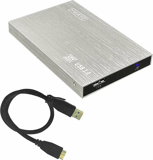 2.5'' HDD 750GB Ultra Slim Portable External Hard Drive USB3.0 Storage for Xbox One Console, PC, Laptop, MacBook (Silver)
