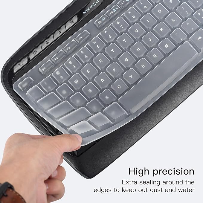 Keyboard Cover for Logitech MK320 K330 MK335 Wireless Keyboard, Waterproof Silicone Keyboard Protector for Logitech MK320 MK335, Clear