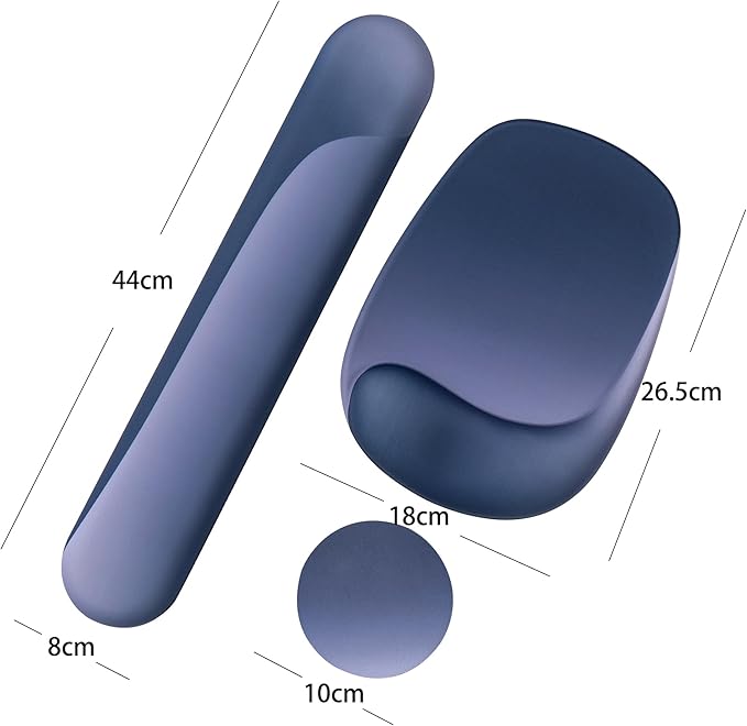 Ergonomic Mouse Pad and Keyboard Wrist Rest Set, Keyboard and Mouse Pad, Mouse Wrist Support, Non-Slip Coaster, Comfort & Support for Typing and Gaming,Reduces Fatigue (3, Blue)