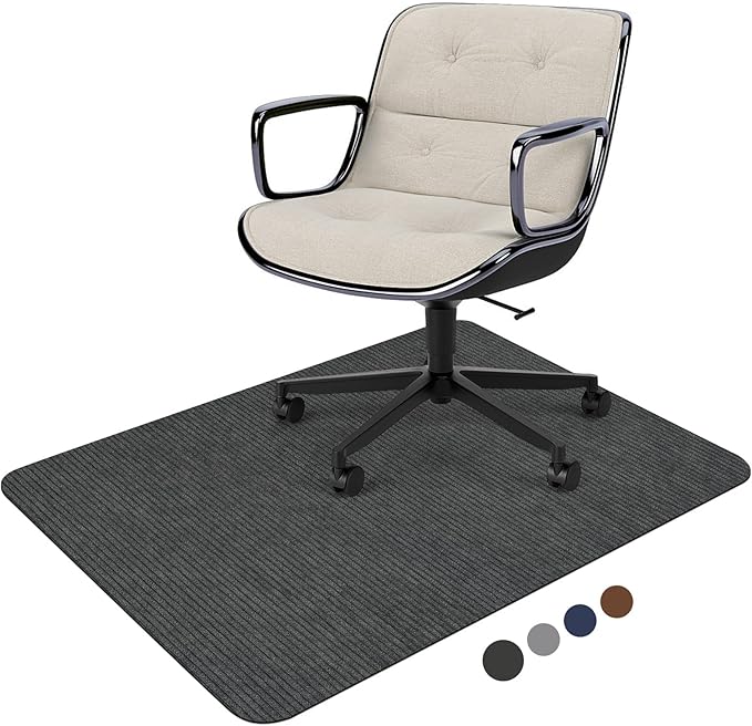 Placoot Desk Chair Mat for Hardwood Floor Corduroy Surface 55''x35'' Office Chair Mat for Rolling Chairs, Under Desk Low-Pile Office Rug Floor Mat