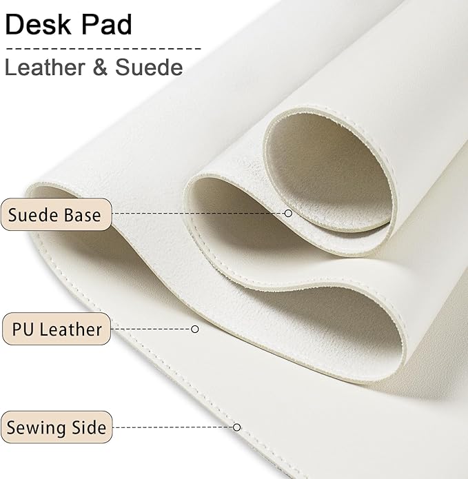 47.2" x 23.6" Large Desk Pad Mat - Non-Slip PU Leather Desk Mat, Large Mouse Pad, Computer Mat for Keyboard Mouse, Waterproof Desk Writing Mat, Desk Blotter Mat for Work (Ivory White)