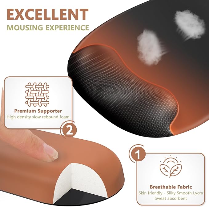 AKIT Ergonomic Mouse Pad with Wrist Rest& Keyboard Wrist Rest, Wrist Rest for Computer Keyboard, Pain Relief, Non-Slip Rubber Base, Mousepad Wrist Support for Gaming, Office, Home, Gradient Black