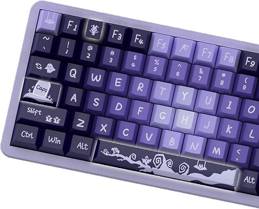 PBT Keycaps, 138 Keys Witch Spooky Halloween Theme Cherry Profile, Custom Keyboard Set for 61/64/68/84/87/100/104/108 MX Mechanical Keyboard