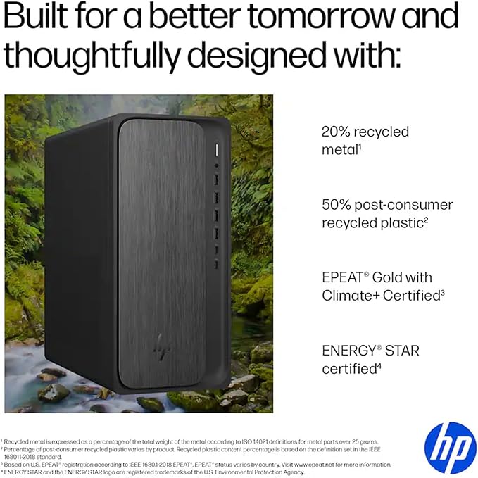 HP OmniDesk Tower Desktop Computer • 8-core AMD Ryzen 5 8500G Processor • 16GB DDR5 • 1TB Storage (512GB SSD + 512GB External) • HDMI + DP • Wi-Fi 6 • Wireless Keyboard & Mouse • Windows 11