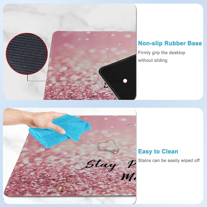 Pink Large Gaming Mouse Pad with Coaster, Desk Mat, Mouse Pad for Computer Keyboard Laptop Office Decor, Stitched Edges Extended Mousepad, 31.5'' x15.6''-Letter Z