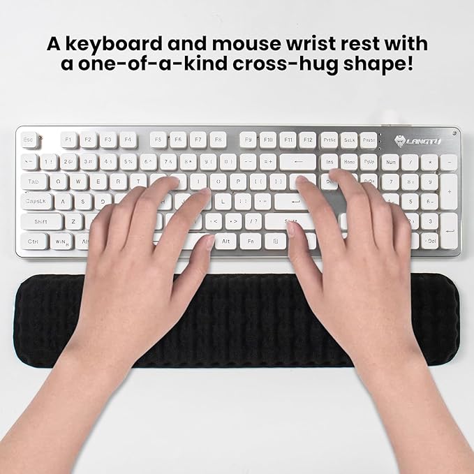 Wrist Rest for Keyboard and Mouse - Keyboard Wrist Rest Set with Non-Slip Silicone Base, Ergonomic Wrist Rest for Keyboard, Laptop, Mac, Office, Work, Gaming