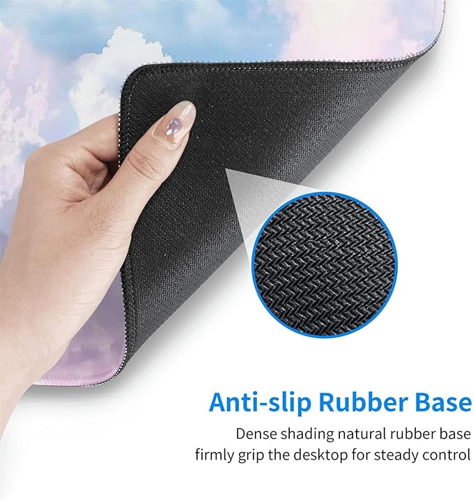 HVEST Pink Cloud Mouse Pad Pink Cute Desk Mat XXL Large Gaming Mouse Pad for Computer Keyboard Laptop, Mousepad with Stitched Edges, Home Office Desk Decor Accessories for Girl Women 31.5'' x 15.7''