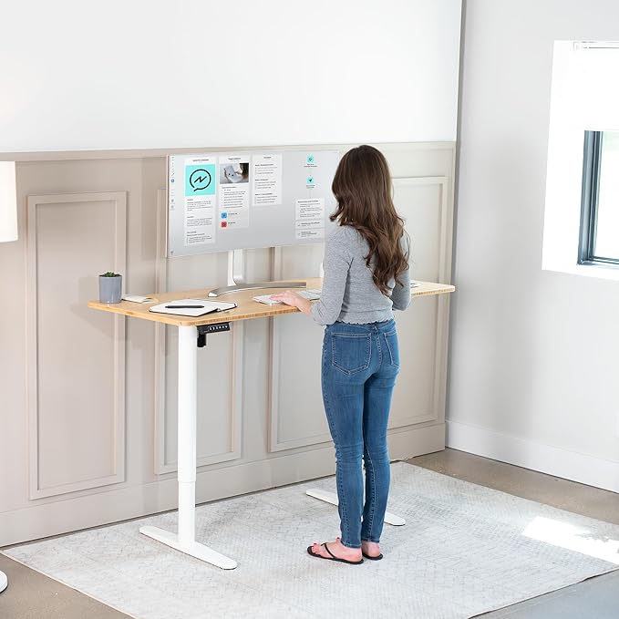 VIVO Electric Single Motor Standing Desk Frame for 41 to 74 in Table Tops, Memory Height Adjustment, Frame Only, White, DESK-E151EW