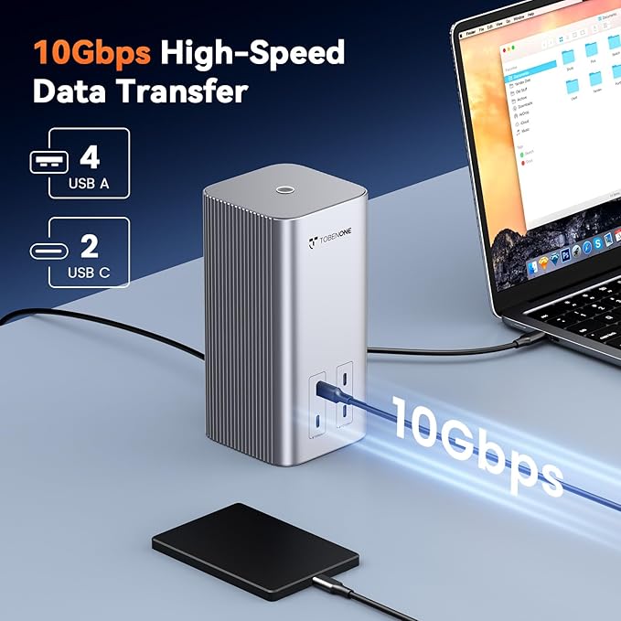 TobenONE 20-in-1 Docking Station 3 Monitors for MacBook, Triple 4K@60Hz Monitor Docking Station with 3 HDMI, 2 DP, 45W PD,150W Charger, 6 USB Ports, Driver-Based,for M1/M2/M3/M4/M5/Windows/Chrome OS