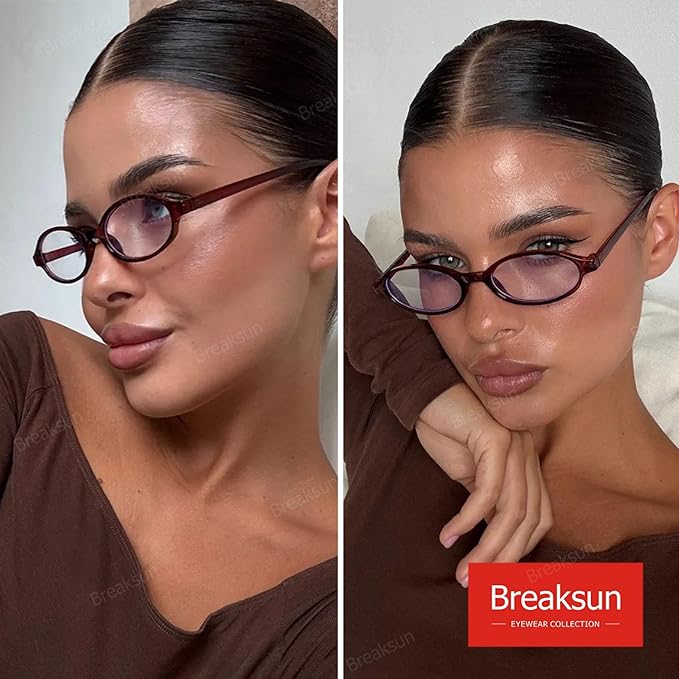 Retro Small Oval Glasses for Women Men 90s Small Face Blue Light Eyeglasses Cosplay Y2K Fake Glasses
