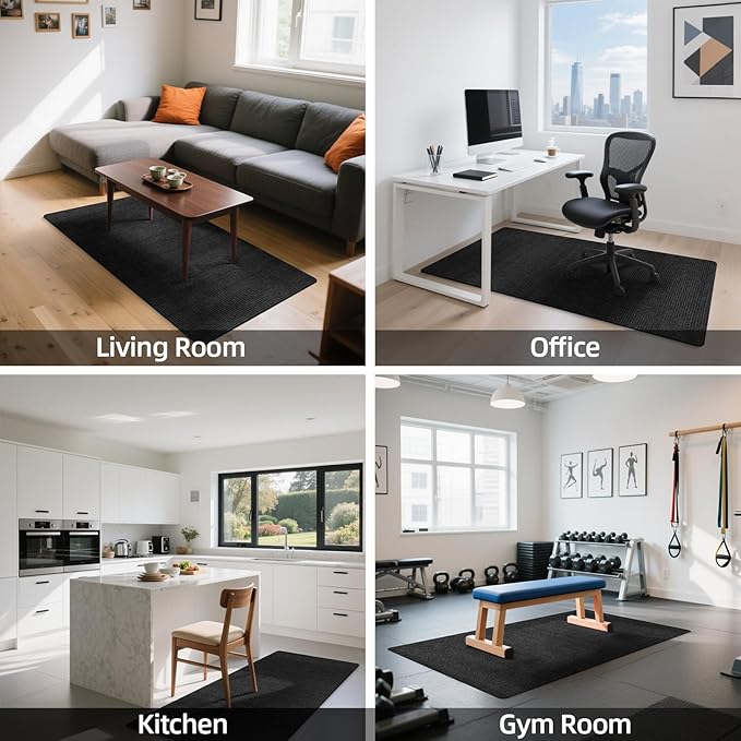 Office Chair Mat for Hardwood Floors 63" x 51", Durable Non-Slip Large Tile Floor Protector, Anti-Scratch Thick Heavy-Duty Recyclable Gliding Desk Mats for Computer Rolling Chairs, Slate Black