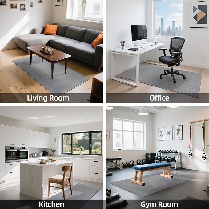 HomeMall Office Chair Mat for Hardwood Floor, 55" x 35" Anti-Slip Mats for Rolling Chair, Large Computer Gaming Chair Mat, Tile Floors Protector for Office Home Gym, Light Gray