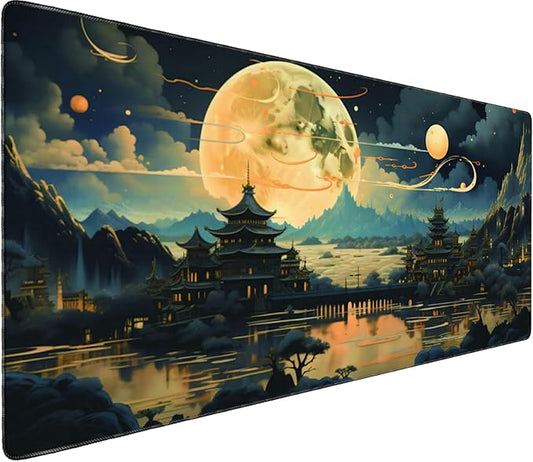 Full Desk Mouse Pad with Stitched Edges, 35.4” x 15.6” Waterproof Surface & Non-Slip Rubber Base – Ideal for Gaming, Office and Home