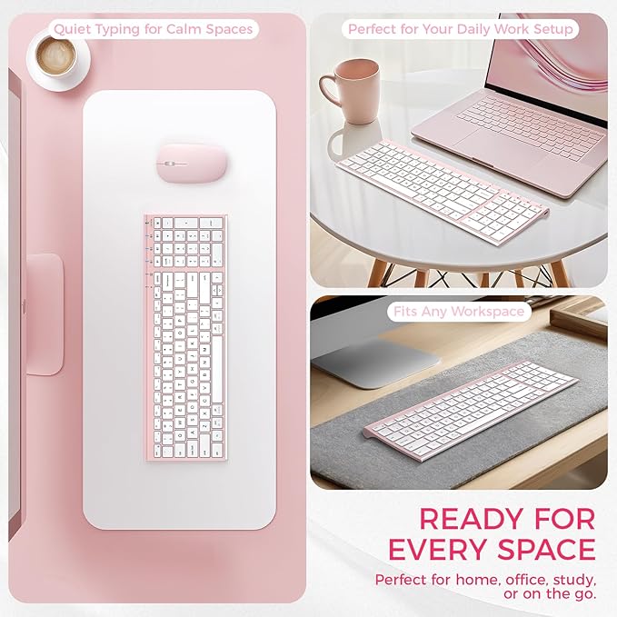 iClever BK10 Bluetooth Keyboard, Wireless Rechargeable Ultra-Slim Keyboard with Long Battery Life, Compatible with iOS, Android, Windows, Mac for iPad, Tablet, Laptop, PC, Phone